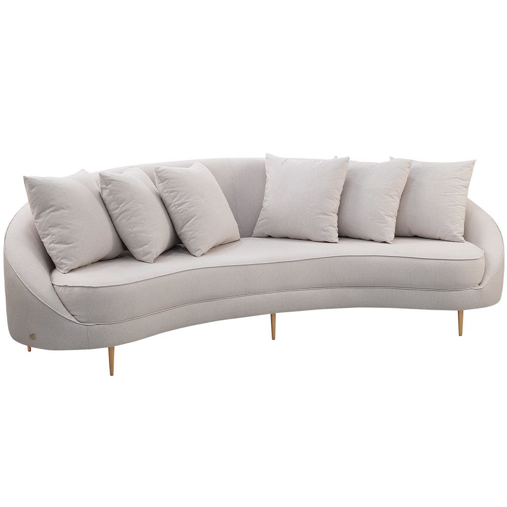 Sofá 3 Lugares Para Sala de Estar Living Orgânico 190cm Moah T03 Linho Bege - Lyam Decor