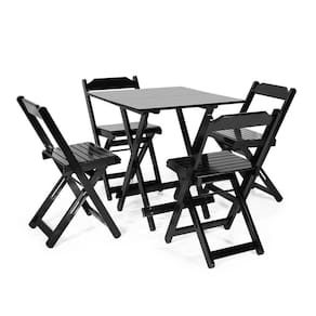 Jogos Conjuntos Mesa Bar Dobrável Madeira 70 X 70 Com 4 Cad. Preta - M.b Móveis