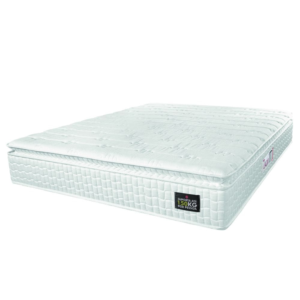 Colchão Casal Espuma D45 Lazio Pillow Top 138x188x24cm Branco Hellen - Suporta Até 150 Kg Por Pessoa