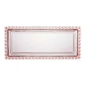 Travessa Retangular 30 Cm De Cristal Borda Coração Rosa Lyor