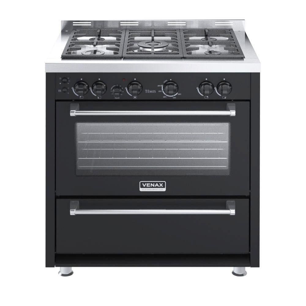 Fogão 5 Bocas Venax Temis A Gas Mesa De InoxPreto 220V