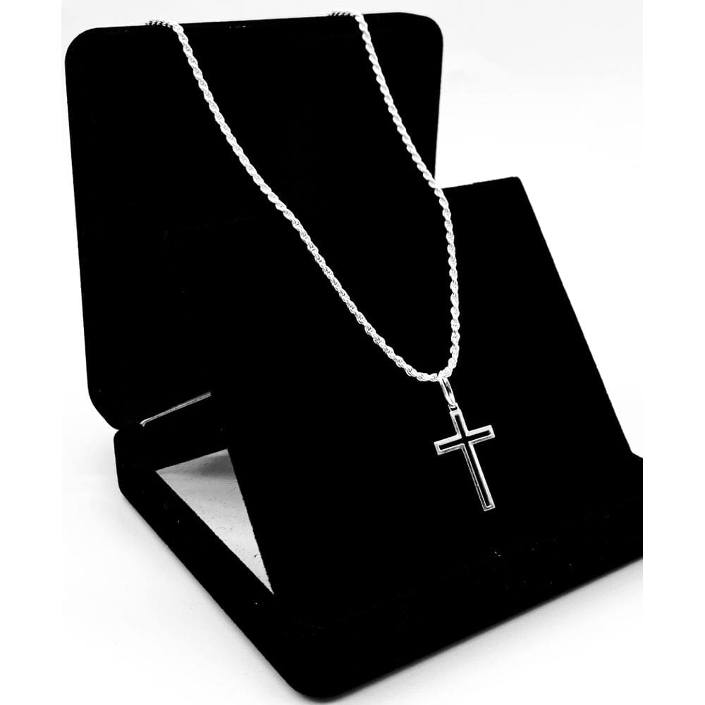 Corrente Pingente De Prata 925 Cordão Baiano Cruz Crucifixo