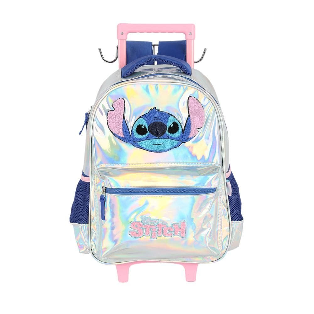 Mochila de Rodinhas Com Alça Luxcel Stitch Prata