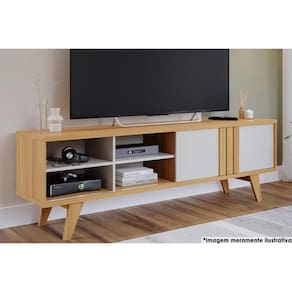 Rack Bancada p/ TV até 60 Pol Paraty c/ 1 Porta e 4 Nichos 180cm Nature/Off White - Permóbili