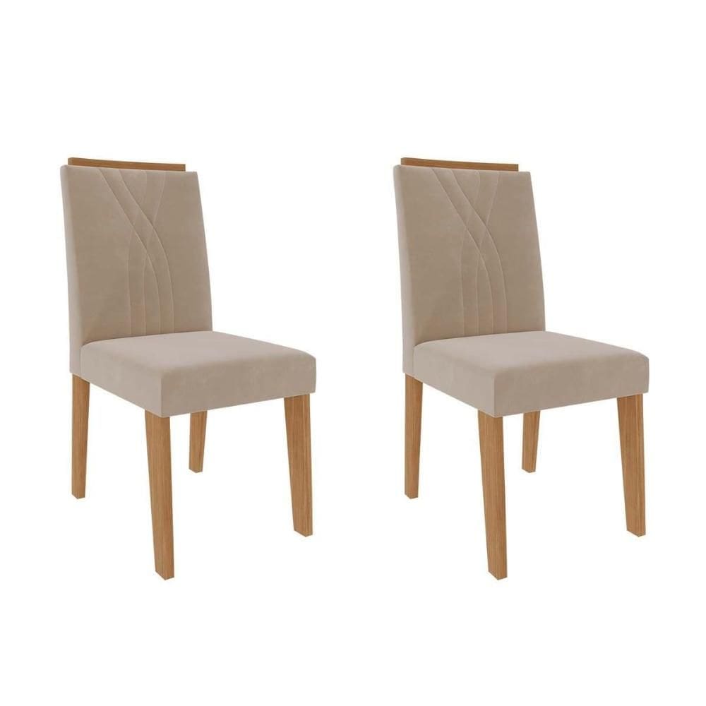 Cadeira de Cozinha Nicole Kit 2 Un Savana/Nature-Suede Nude Bege - Cimol
