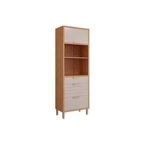 Torre Quente de Cozinha Paneleiro Eloise Duplo Forno c/2 Gavetas e 2 Portas Basculantes Riscadas 70 cm Freijo/Off White - MGM