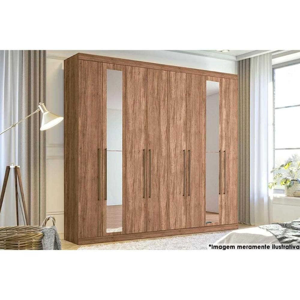 Guarda Roupa Casal 8 Portas (2 c/ Espelho) e 4 Gavetas Master Vip 8.4 Atacama-Jatobá - Santos Andirá
