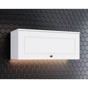 Armário Aéreo p/ Cozinha Americana Geladeira c/ 1 Porta Basculante 80cm Branco - Henn