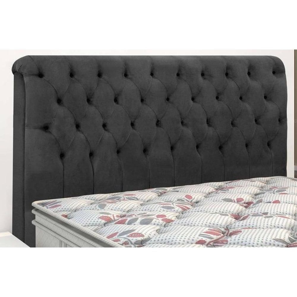 Cabeceira Cama Box Estofada Casal Imperatriz Plus Suede Cinza - Simbal