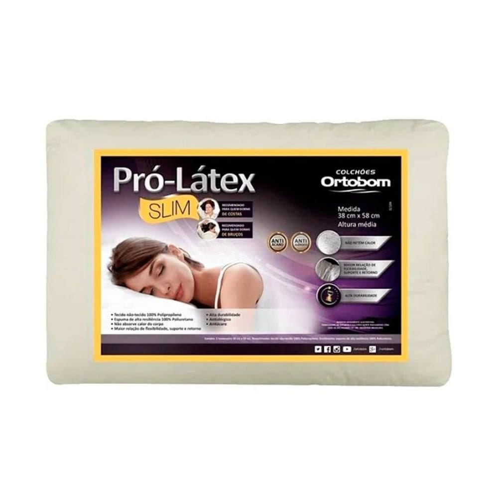 Travesseiro Látex Slim 38x58 - Ortobom
