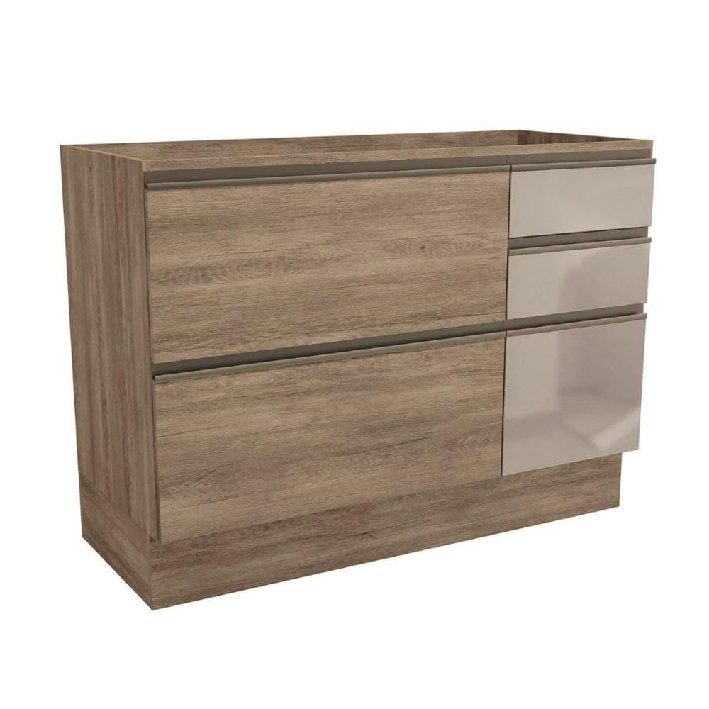 Módulo Cozinha Kappesberg Maxxi Balcão G747 1 Portas e 4 Gavetas c/ Vidro s/ Tampo 120cm Nogal