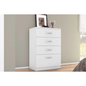 Cômoda Solteiro Astral c/ 4 Gavetas Branco - Demóbile