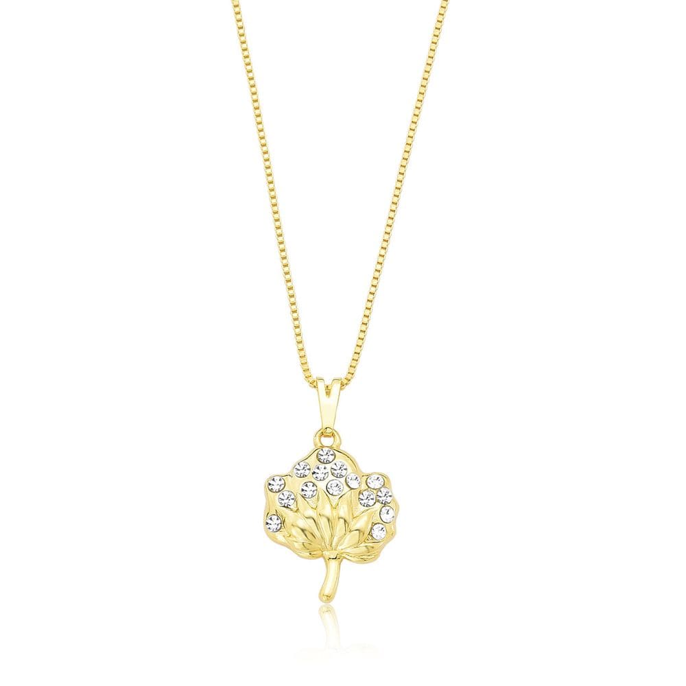 Colar Flor de Algodão Revestido em Ouro