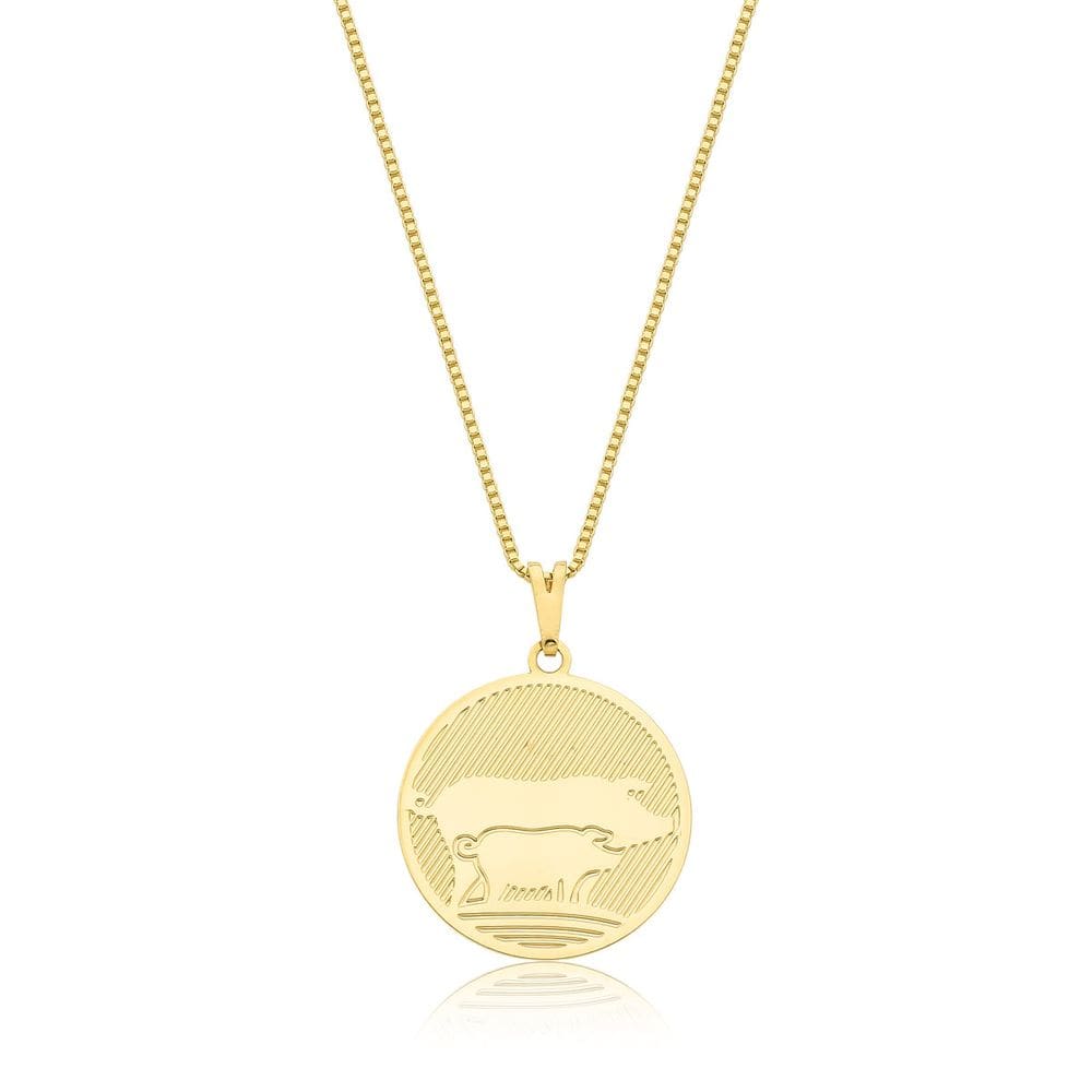 Colar Suinocultura Revestido em Ouro