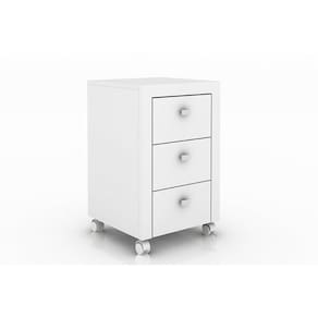 Multiuso Escritório ME4108 c/ 3 Gavetas e Rodízios Branco - Tecno Mobili