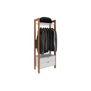 Módulo de Quarto Casal Closet AZ1011 c/ 2 Gavetas e 1 Prateleira Amêndoa/Branco - Tecno Mobili