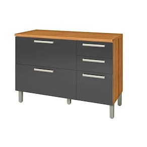 Balcão de Cozinha Modulado Burguesa Premium 2 Portas e 3 Gavetas c/ Tampo 120cm Freijo/Grafite - Nesher