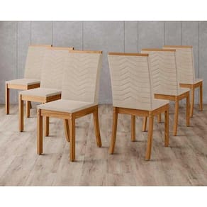 Kit 6 Cadeiras Sala Jantar Isa 6 Un Nature/Veludo Light Linho - Henn