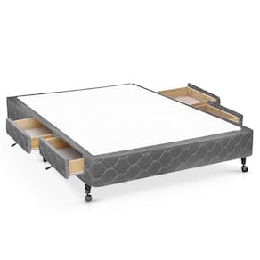 Cama Box Base c/ Gavetas Casal Poli Tecido Gray (138x188x 27-c/4 Gavs) - Castor