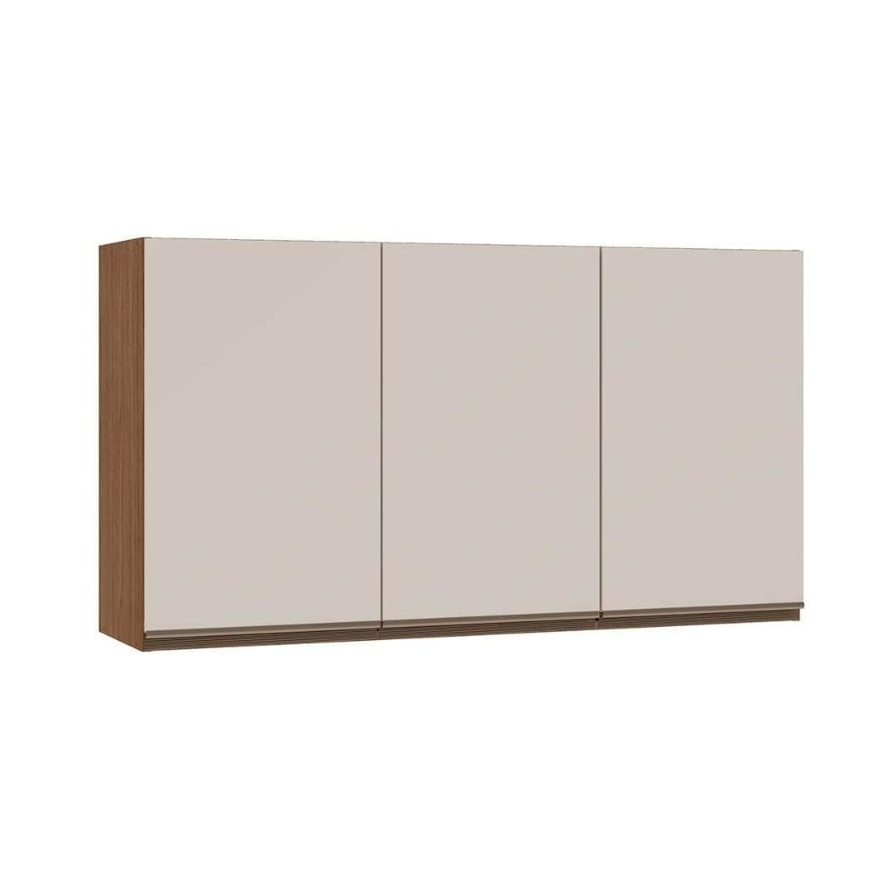 Armário Aéreo Cozinha Modulado Conecta c/ 3 Portas Off White/Ebano - Genialflex