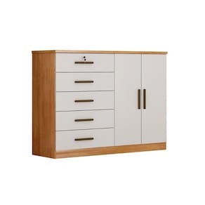 Cômoda Casal Space c/ 2 Portas e 5 Gavetas Freijo Cumaru c/ Fendi - Novo Horizonte