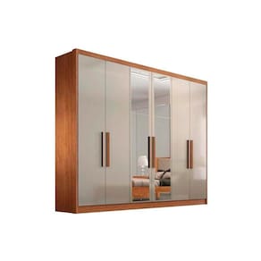 Guarda Roupa Casal 6 Portas (2 c/ Espelho) e 8 Gavetas Rizon/Linea Cumaru/Fendi - Novo Horizonte