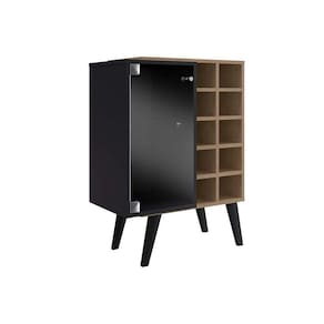 Adega de Sala Jantar Bar Capri 1 Porta c/ Vidro Brunne/Preto - Genialflex