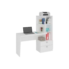 Mesa de Computador Elisa c/ 2 Gavetas e 6 Nichos Branco - Permóbili