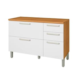 Balcão de Cozinha Modulado Burguesa Premium 2 Portas e 3 Gavetas c/ Tampo 120cm Freijó/Branco - Nesher