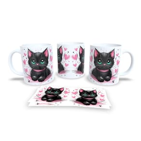 Caneca Cerâmica Personalizada Gato / Gatinho Preto - Modelo 785297