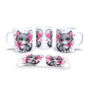 Caneca Cerâmica Personalizada Gato / Gatinho Cinza - Modelo 785269