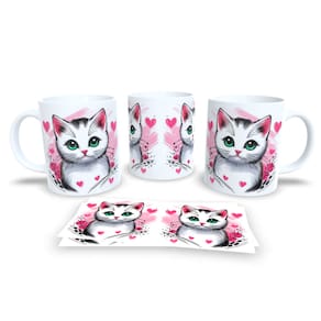 Caneca Cerâmica Personalizada Gato / Gatinho Branco - Modelo 785267