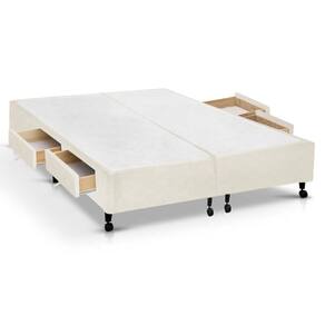 Cama Box Base c/ Gavetas Queen Poli Tecido Clean (158x198x27-c/4 Gavs) - Castor