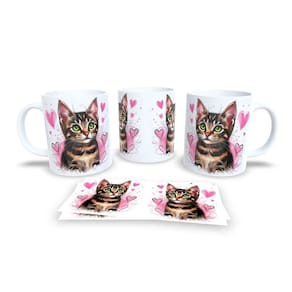 Caneca Cerâmica Personalizada Gato / Gatinho Rajado - Modelo 785301