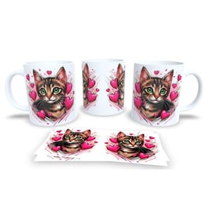 Caneca Cerâmica Personalizada Gato / Gatinho Rajado - Modelo 785299