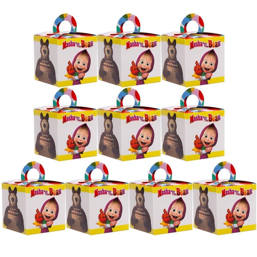 Conjunto de lembrancinhas de festa Mighty Mojo Masha and The Bear, 10 caixas