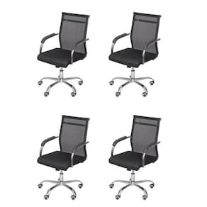 Kit 4 Cadeiras para Escritorio Diretor Baixa Roma 3312 Preto