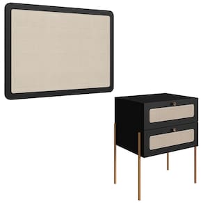 Cabeceira Solteiro e Mesa Pés de Metal Arlo A10 Nero/Dourado - Mpozenato
