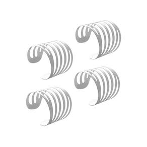 4 Anéis para Guardanapo Curves de Aço Prateado - Lyor