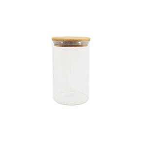 Pote de Vidro e Bambu Circular 1100ml - Oikos