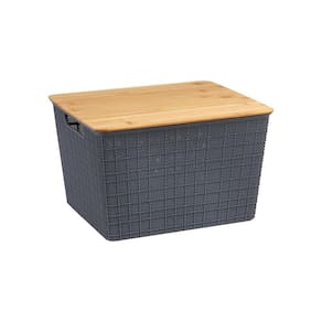Caixa Organizadora Com Tampa De Bambu 35x22 - Oikos