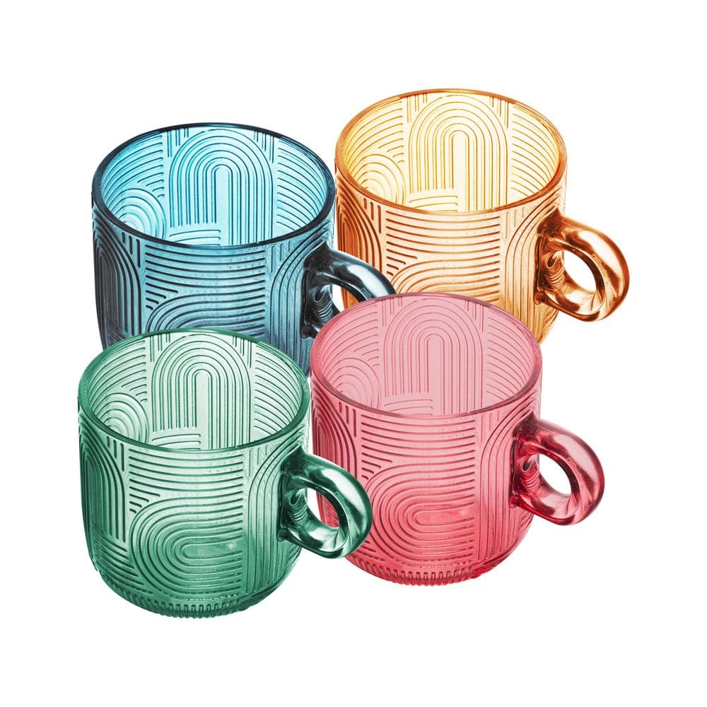 Conj 4 Xícaras Café Vidro Frankfurt Colorido 100 Ml - Wolff