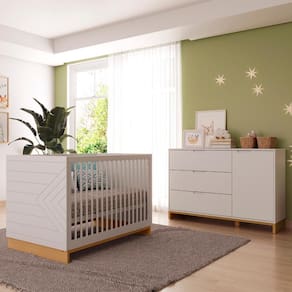 Quarto de Bebê 2 Pçs Berço e Cômoda Grande Coleção Cubo