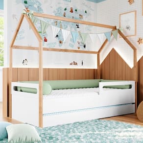Cama Montessoriana Casinha Com Cama Auxiliar Coleção Tivoli
