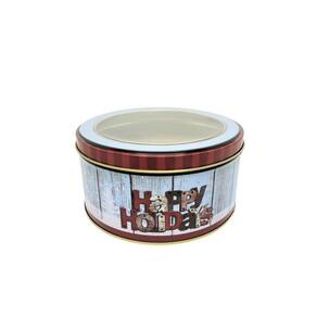 Lata Metal Redonda Natal Happy Holidays Papai Noel Com Visor 800ml - Art Christmas