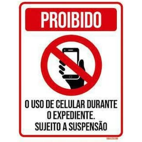 Kit 10 Placas Proibido Uso Celular Durante Expediente