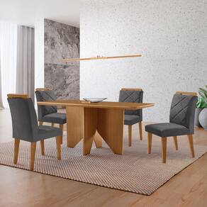Mesa de Jantar Evora 120cm MDF Canto copo e 4 Cadeiras Melissa