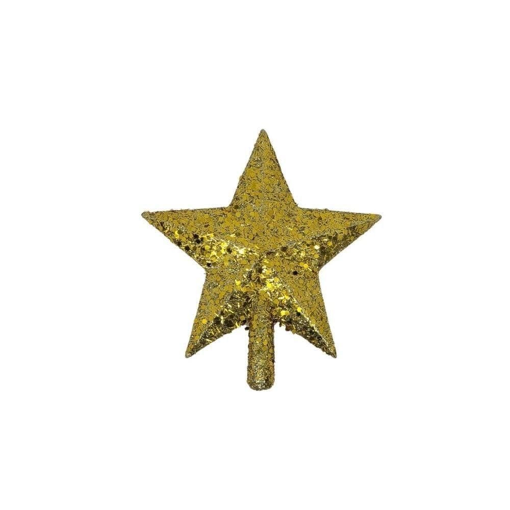 Ponteira Estrela Vidrilhos Glitter Dourado Prime 15cm - Magizi