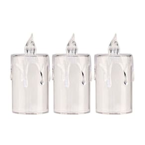 Jogo 3 Mini Velas Eletrônica Cristal Led Branco Quente 7,7cm - Art Christmas