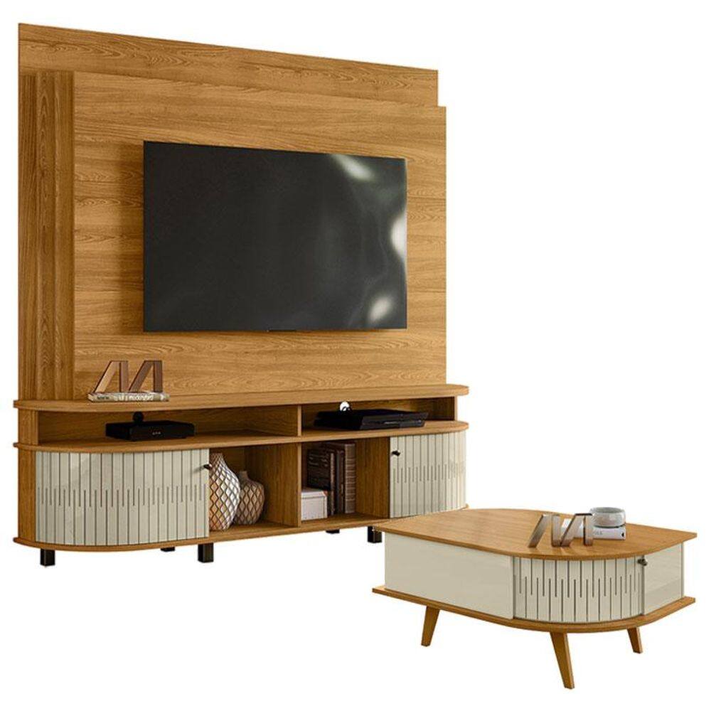 Estante Home Theater Daytona com Mesa de Centro Indianápolis Cumaru Opala – Madetec